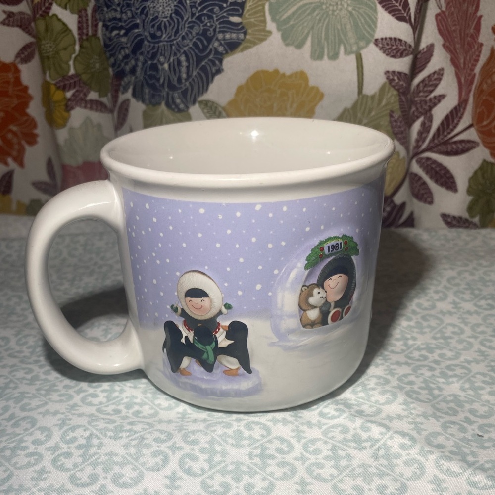 Hallmark Frosty Friends 1980s Embossed Ceramic Mug Eskimo North Pole Vintage